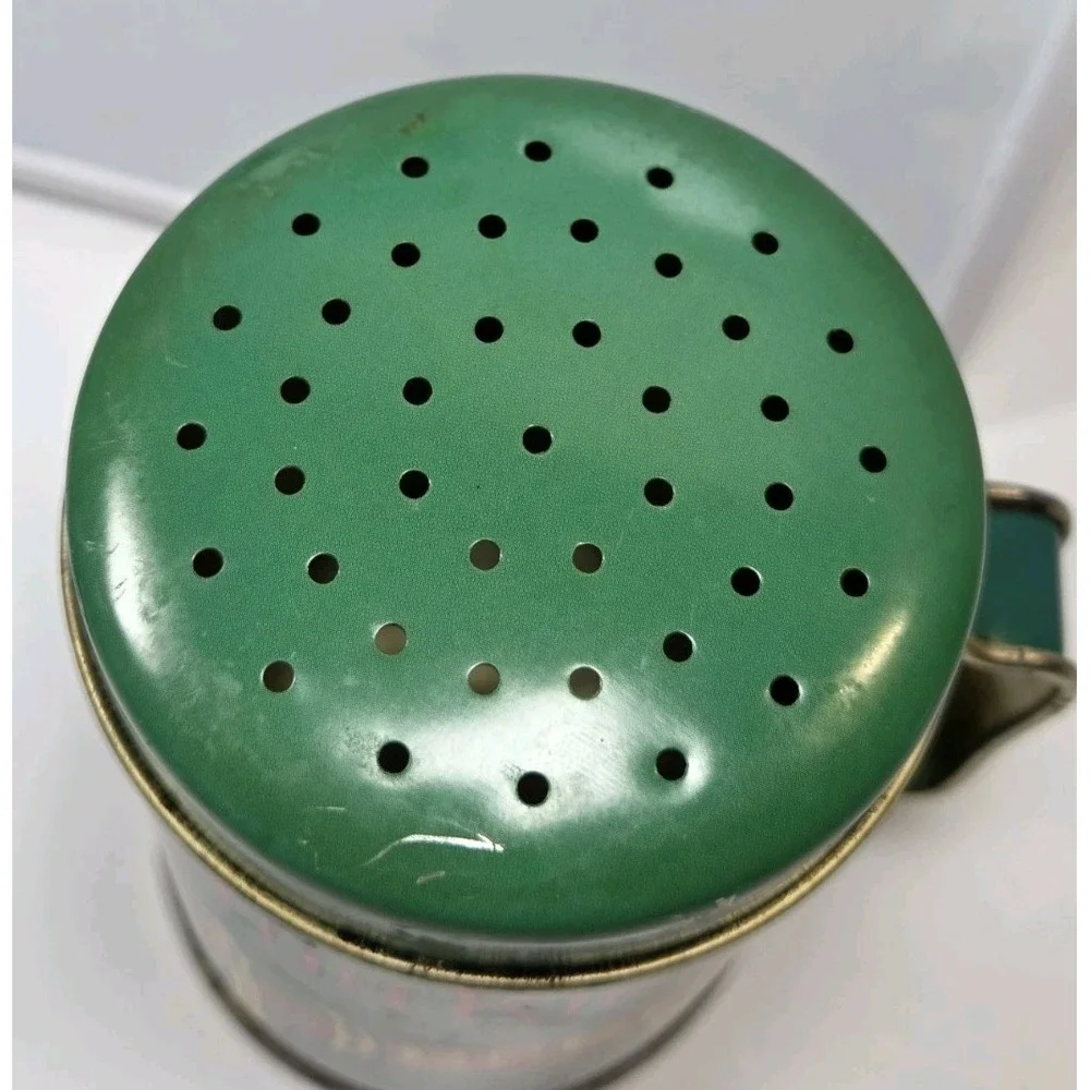 Vintage Elton Kirby's‎ Tin Pepper Shaker Green With Handle